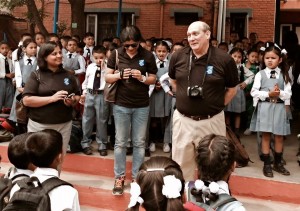 The IESC Intel team being introduced to the LMV lower school in Nepal on the first day of the new school year.