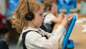Young girl uses Waterford on iPad