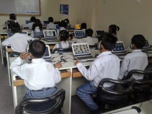 Students in Nepal using Waterford in Intel computer lab