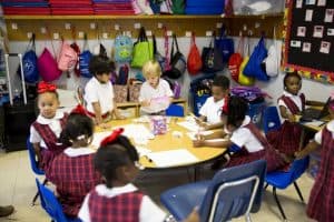 prek students do smartstart activities in classroom