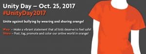 Banner promoting Unity Day for bullying prevention