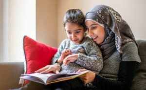 Mother and daughter in bedtime routine. Bedtime is a great time for gratitude routines. Gratitude can help children be happier and healthier.