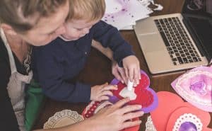 Making Valentine's crafts with little ones.