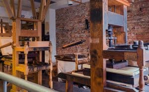 Benjamin Franklin's printing press, much like the one invented by Johannes Gutenberg. Picture: National Parks Service