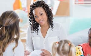 A speech therapist in a group setting