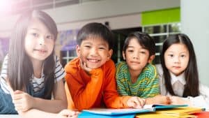Children in the classroom celebrating Asian American and Pacific Islander Heritage Month.