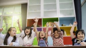 Children in a classroom celebrating Asian American Pacific Islander Heritage Month