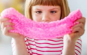 Girl playing with slime