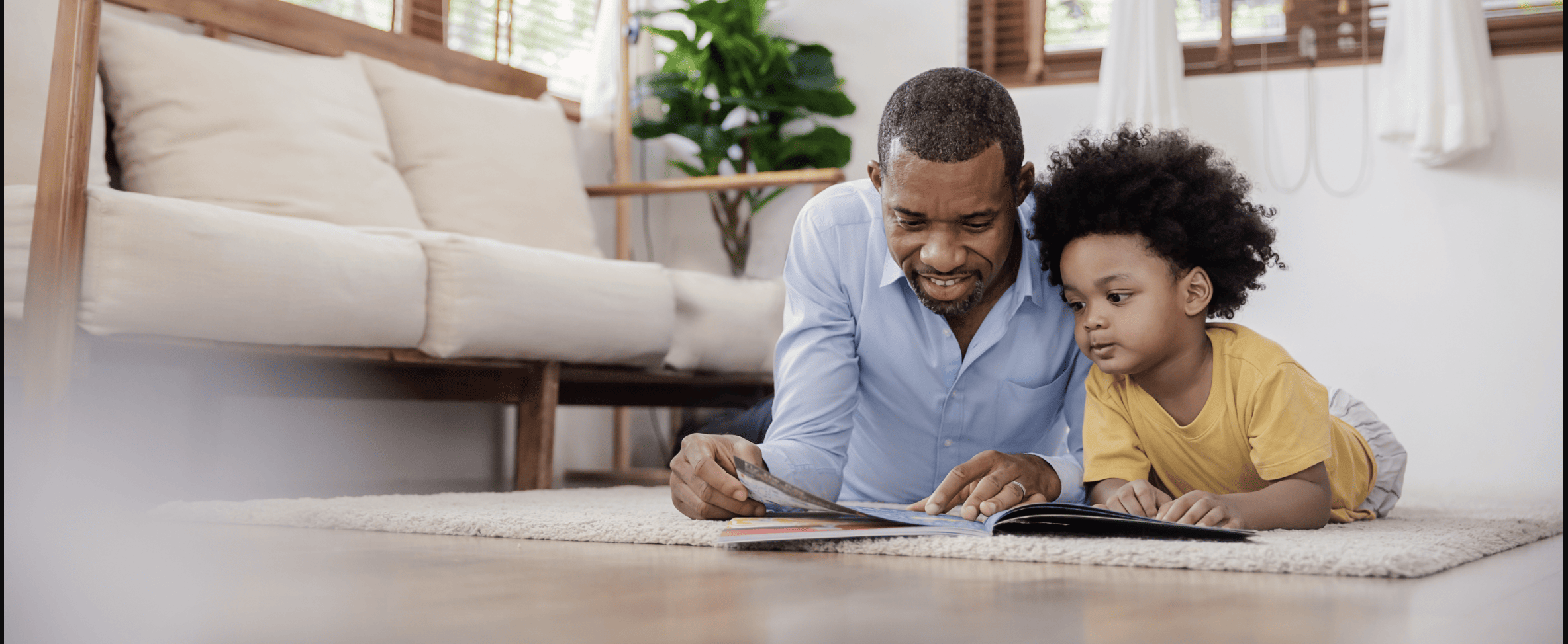 family reading a book