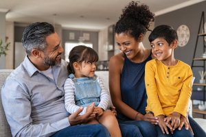 family spending time together indoors