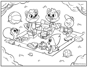 Picnic coloring page